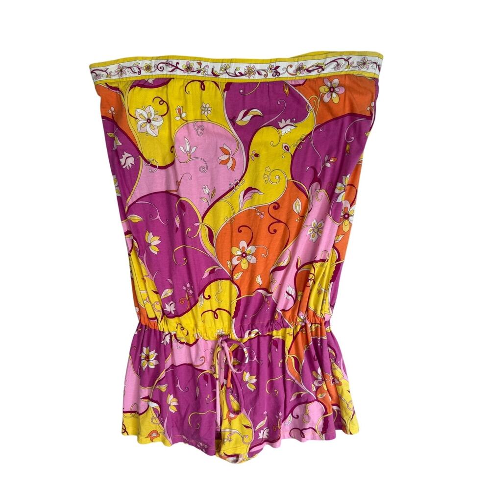 Juicy Couture Y2K Retro Print Romper Euro Summer Pink Orange Large